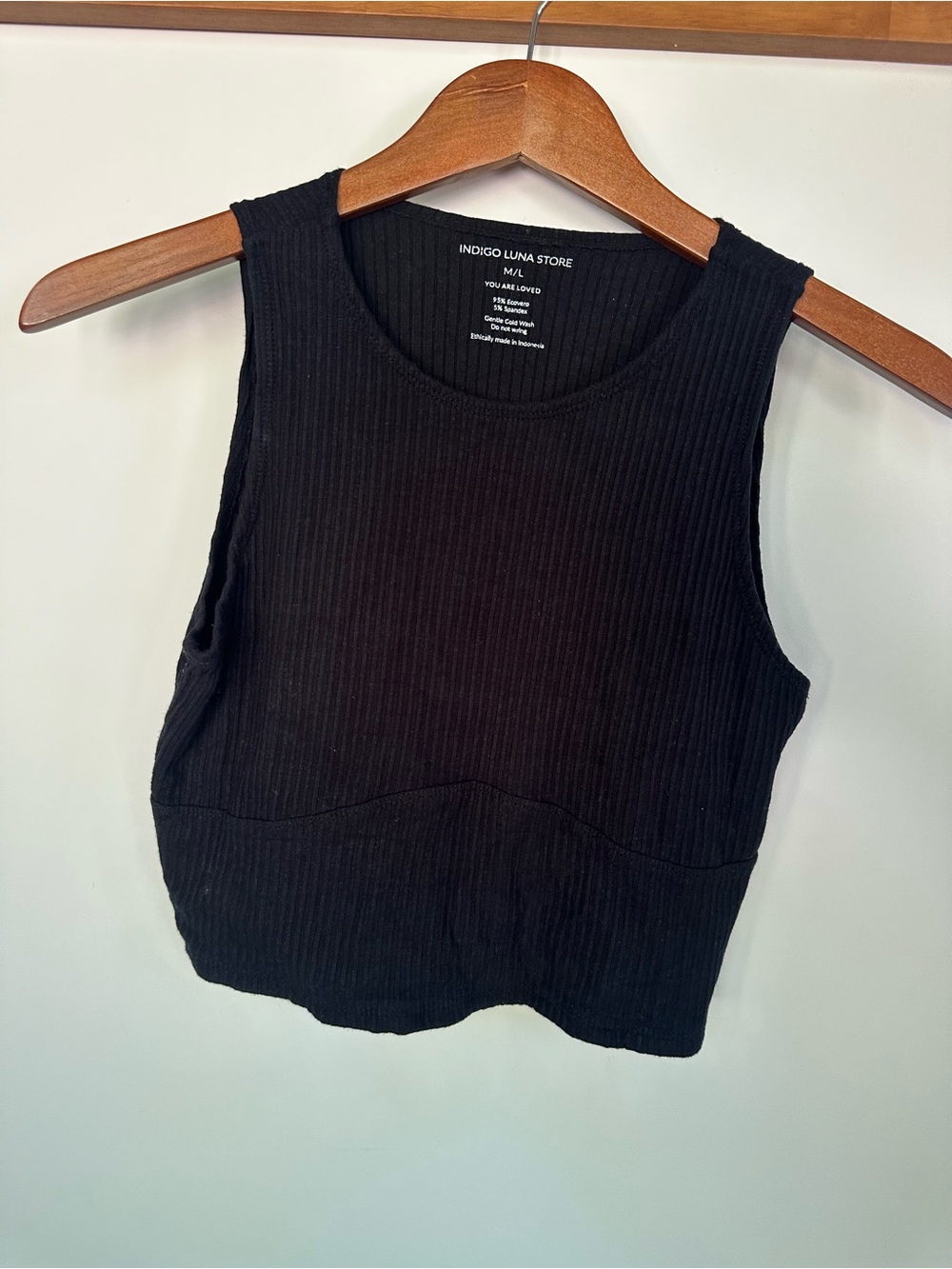 Indigo Luna Store Black Ribbed Cropped Tank